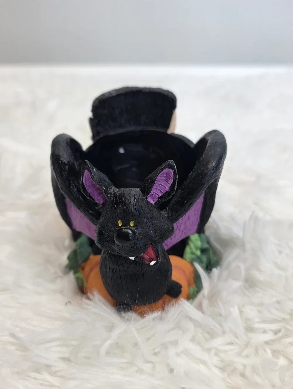 Vintage Vampire And Bat Halloween Tealight Candle Holder.